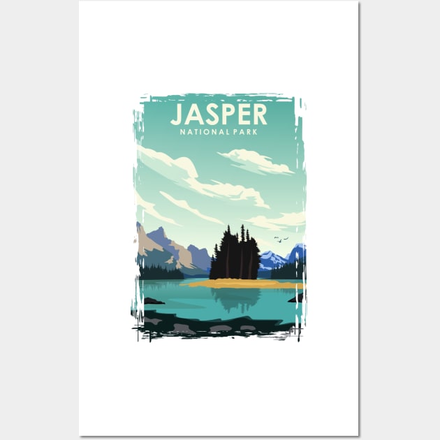 Jasper National Park Vintage Travel Art Wall Art by jornvanhezik